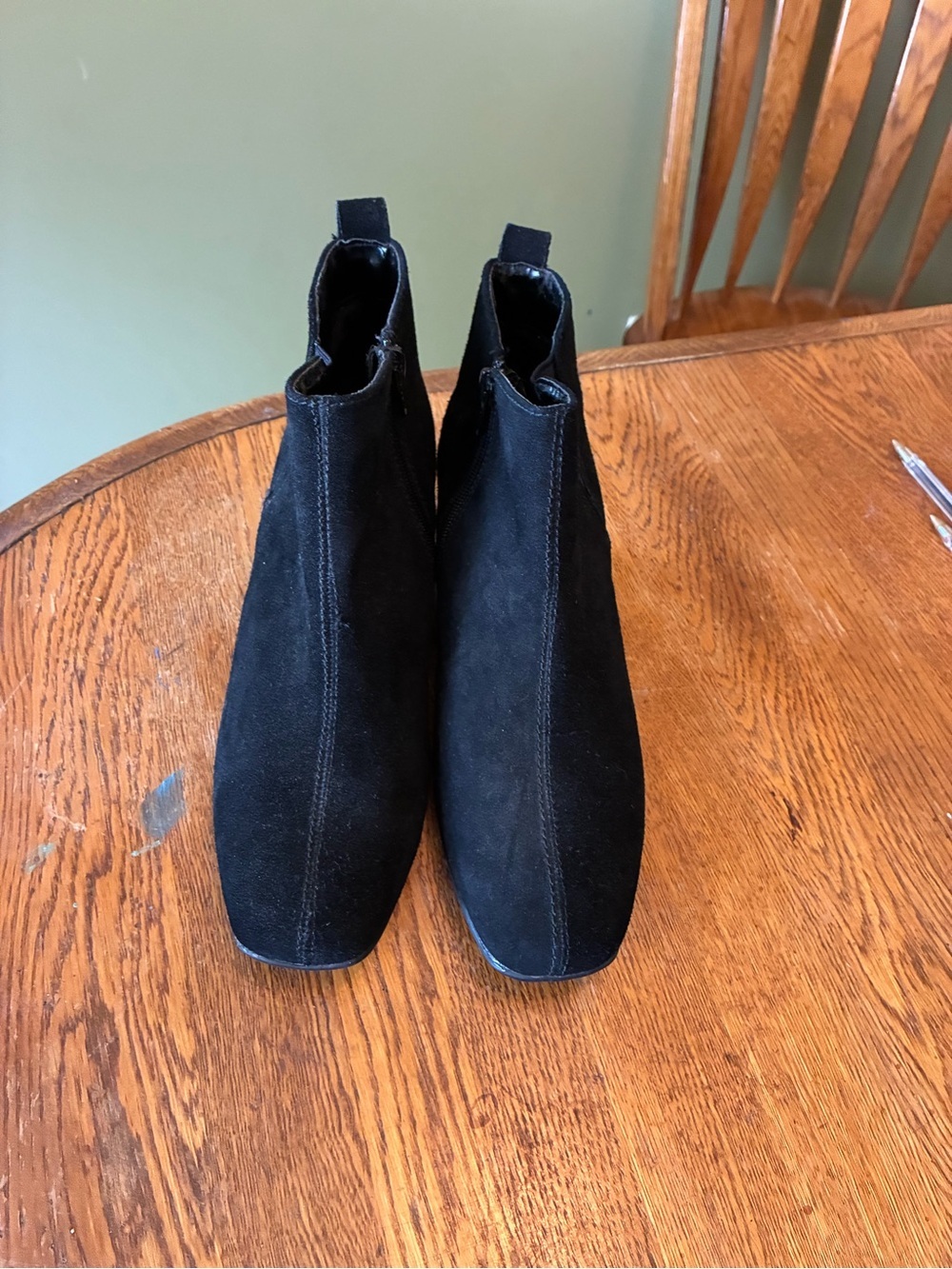 Bass Black Suede Square-Toe Chelsea Booties